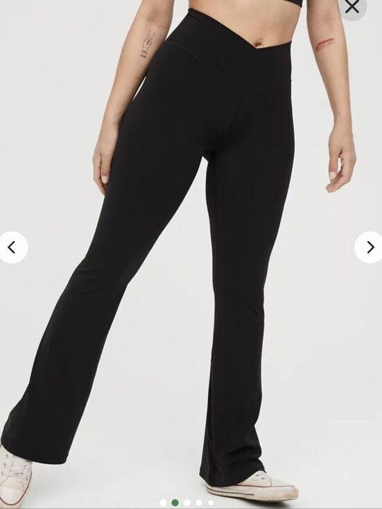 Offline Pants - OFFLINE By Aerie Real Me High Waisted Crossover Flare Black Legging Size Small